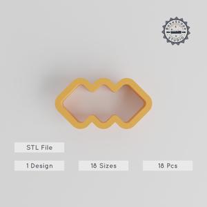Abstract Wave Cookie & Clay Shape Cutter Set, 18 Sizes, Custom Geometric Design for Fondant, Curlicue Pattern, Ripple, Instant Download STL PRODUCT_100