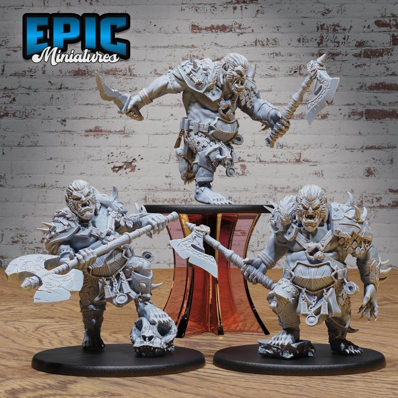 Bugbear Raider Set / Giant Goblinoid Bandit Creature / Evil Humanoid Warrior Monster / Hairy Goblin Fighter / Forest Predator / Mythical Creature / Fable Guard Spawn / Woodland Encounter