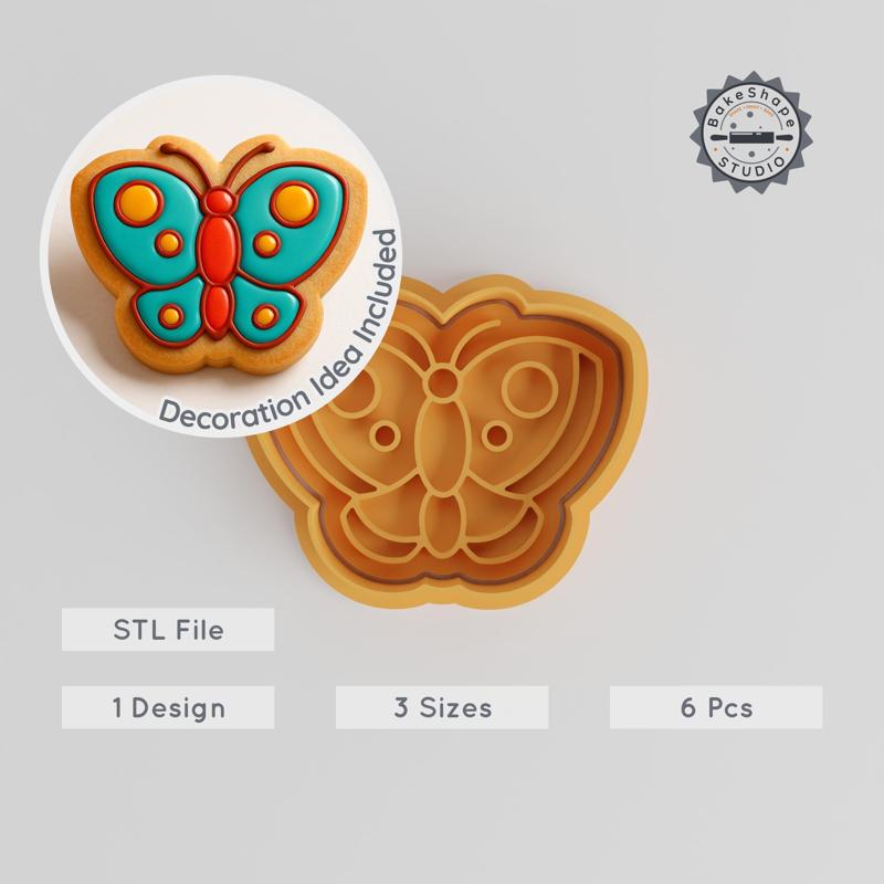 Butterfly Shape Cutter & Stamp Set, Perfect for Cookies & Fondant, 3 Sizes, Nature's Wings Design PRODUCT_789