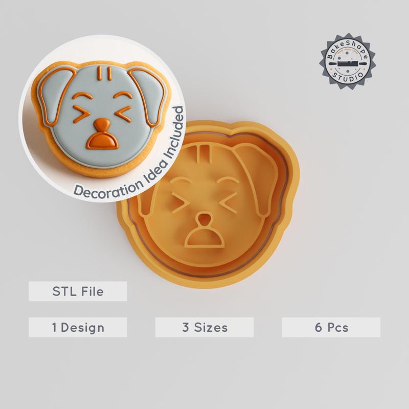 Animal Cookie Cutter & Stamp Set, 3 Sizes, Sad Dog Design, Fondant & Cookie Baking Tool PRODUCT_875