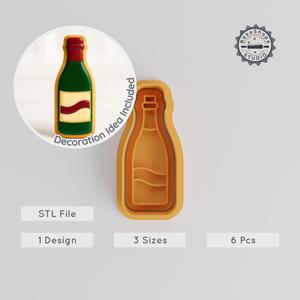 Wine Shape Cutter & Stamp Set, Perfect for Cookies & Fondant, Celebration Drink Design, 6 Pieces, Sizes S/M/L STL Files PRODUCT_477