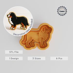 Bernese Mountain Dog Cookie Cutter & Stamp Set, 6-Piece Bundle, Perfect for Cookies & Fondant, Sizes S/M/L PRODUCT_267