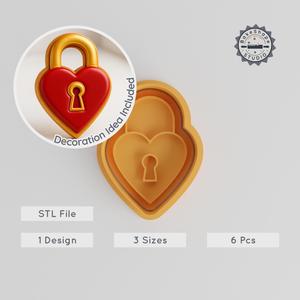Heart Lock Shape Cutter & Stamp, Cookie & Fondant Making Tool, 3 Sizes, Privacy-Inspired Design PRODUCT_233