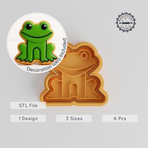 Amphibian Shape Cutter Stamp Set, 6-Piece Cookie & Fondant Decor, Bullfrog to Tree Frog, S/M/L PRODUCT_86