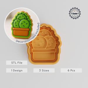 Cactus Shape Cutter & Stamp Set, Perfect for Cookies & Fondant, 3 Sizes, 6 Pieces PRODUCT_347