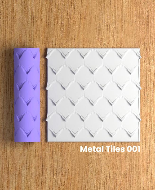 Collection Red | Metal Tiles 001 | Polymer Clay Seamless Texture Roller