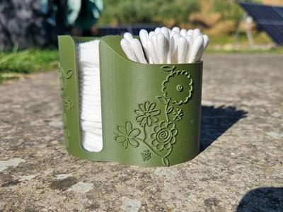 Makeup remover pads and cotton swabs container with flowers design