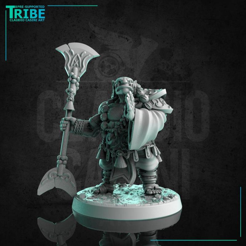 (0249) Male ork monk shaolin with a oriental staff