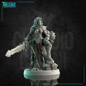 (0178) Female warforged warrior fighter cleric with a two hands sword
