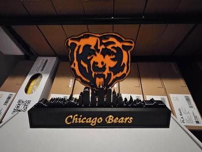 chicago bears with the skyline of Chicago NFL 