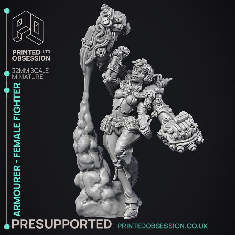 Artificer - Armourer - Female Human - PRESUPPORTED - 32mm Scale