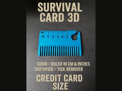 3D Multitool Card with comb, rulers