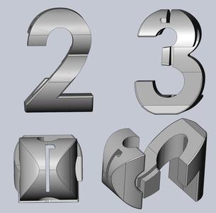 1-2-3 3-Way Perspective Text Geometry Gimmick