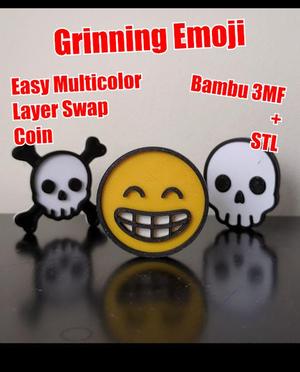 Grinning Emoji Coin - Multicolor