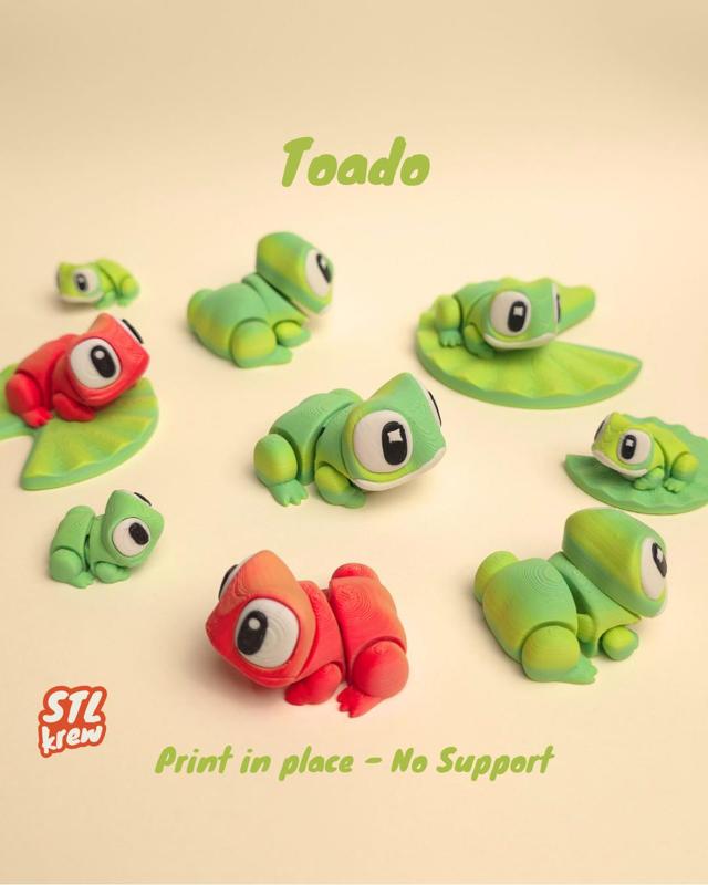 Cute articulated frog - toado - no support, print in place