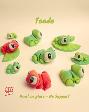 Cute articulated frog - toado - no support, print in place