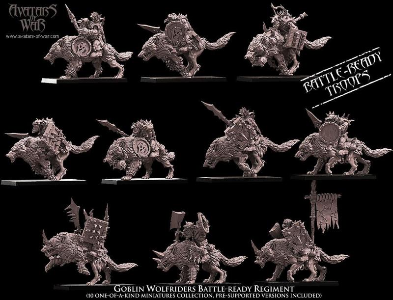 Goblin Wolfriders Battle-Ready regiment (10 mounted Goblins)