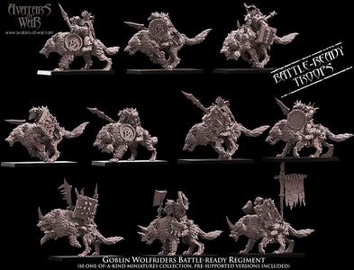 Goblin Wolfriders Battle-Ready regiment (10 mounted Goblins)