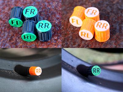 Tire Position Valve Caps | Wheel Location Marker Caps