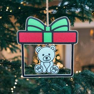  Teddy Bear in a Present Christmas Ornament - Flexi