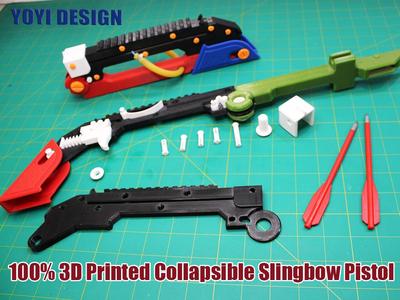 100% 3D Printed Collapsible Slingbow PistoL