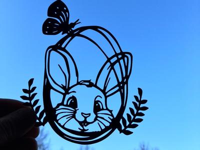 Sweet Easter bunny with butterfly