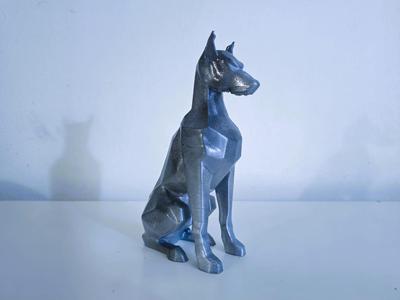 Seated doberman lowpoly sculpture