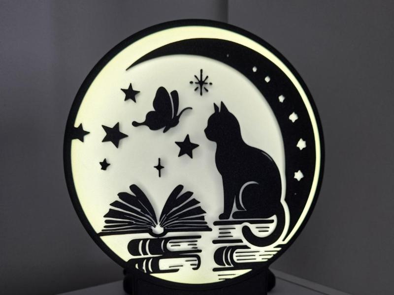 Round Lamp Cat And Moon