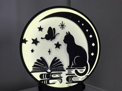 Round Lamp Cat And Moon
