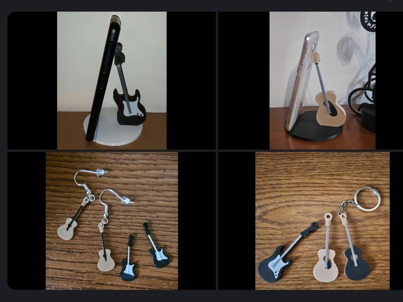 guitar accessories phone holder keychain earings