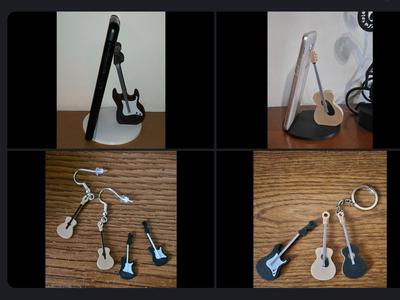 guitar accessories phone holder keychain earings