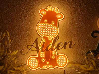 Giraffe Rattan-Style Night Light