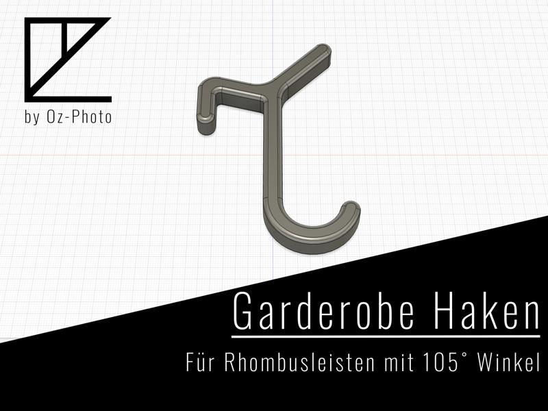 Garderobenhaken Rhombusleiste 105 Grad