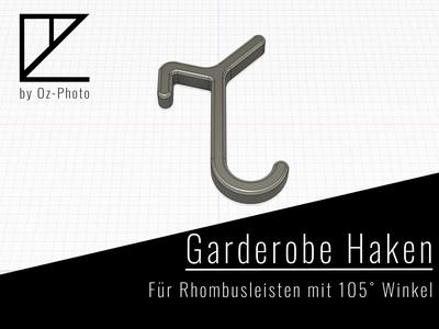 Garderobenhaken Rhombusleiste 105 Grad