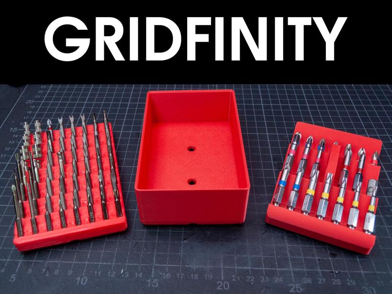Gridfinity 2x3 Bit storage box for 76 hex bits