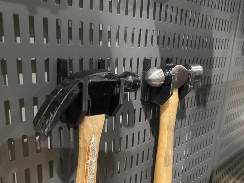 Elfa utility pegboard hammer holders
