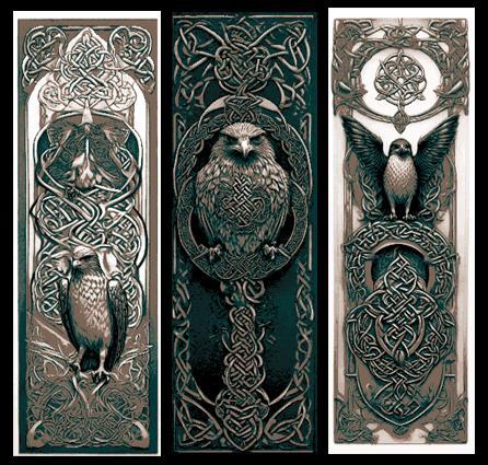 Set of 3 Celtic Knotwork Bookmarks - Symbol of the Falcon