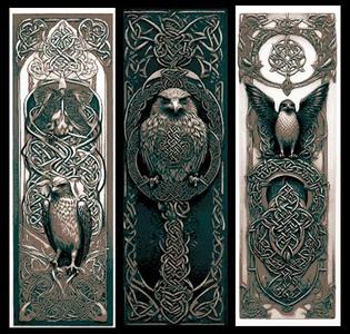 Set of 3 Celtic Knotwork Bookmarks - Symbol of the Falcon