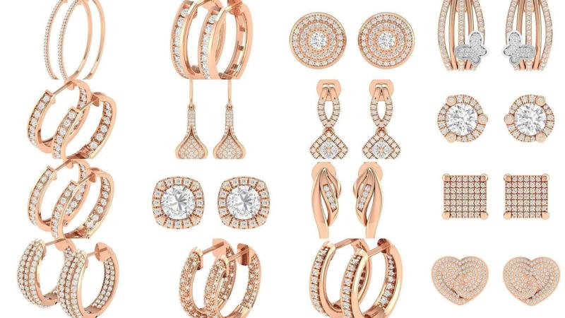 432 Diamond Earrings jcd 3dm stl renders details 3D Model Collection