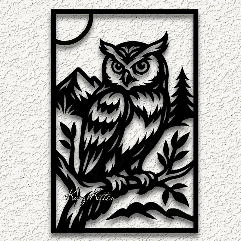 framed owl wall art mountain wildlife bird home decor