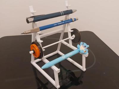 Barbell rack pen holder