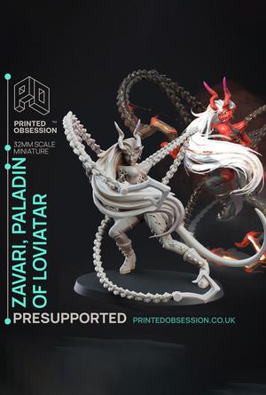 Zavari - Paladin of Loviatare - Deity Fight Club - PRESUPPORTED - Illustrated and Stats - 32mm scal 