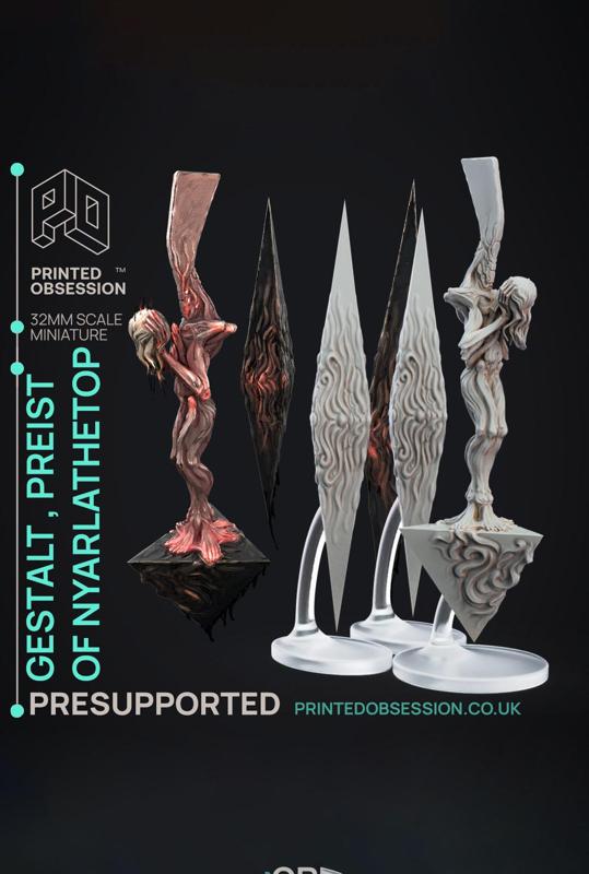 Gestalt - High Preist of Nyarlathetop - Deity Fight - PRESUPPORTED - Illustrated and Stats - 32mm
