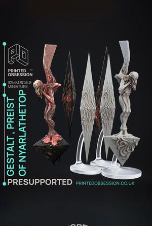 Gestalt - High Preist of Nyarlathetop - Deity Fight - PRESUPPORTED - Illustrated and Stats - 32mm