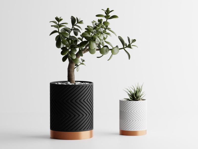 Two-Tone Zigzag Plant Pot