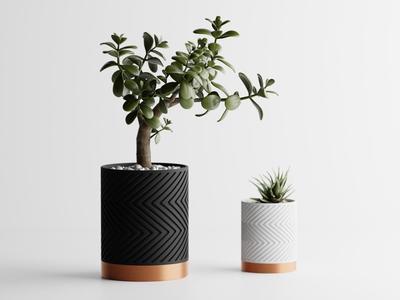 Two-Tone Zigzag Plant Pot