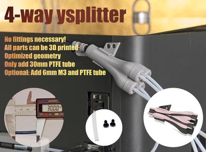 4-way PTFE splitter - no hardware necessary