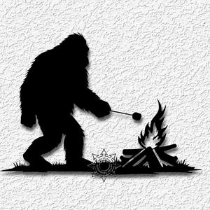 funny bigfoot roasting marshmallows sasquatch decor 
