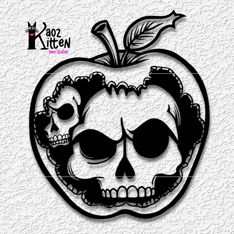 cursed apple wall art halloween decor poison forbidden fruit 