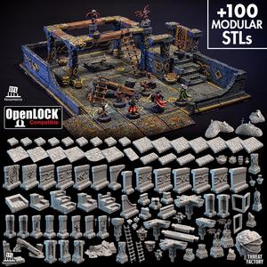 Huge modular Dungeon (walls, floors, levels, stairs, traps, decorations & more)
